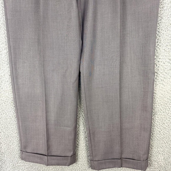 Lauren Ralph Lauren Pants Mens 36x29 Gray Polyester Pleated Cuffed Dress Slacks - Picture 2 of 12